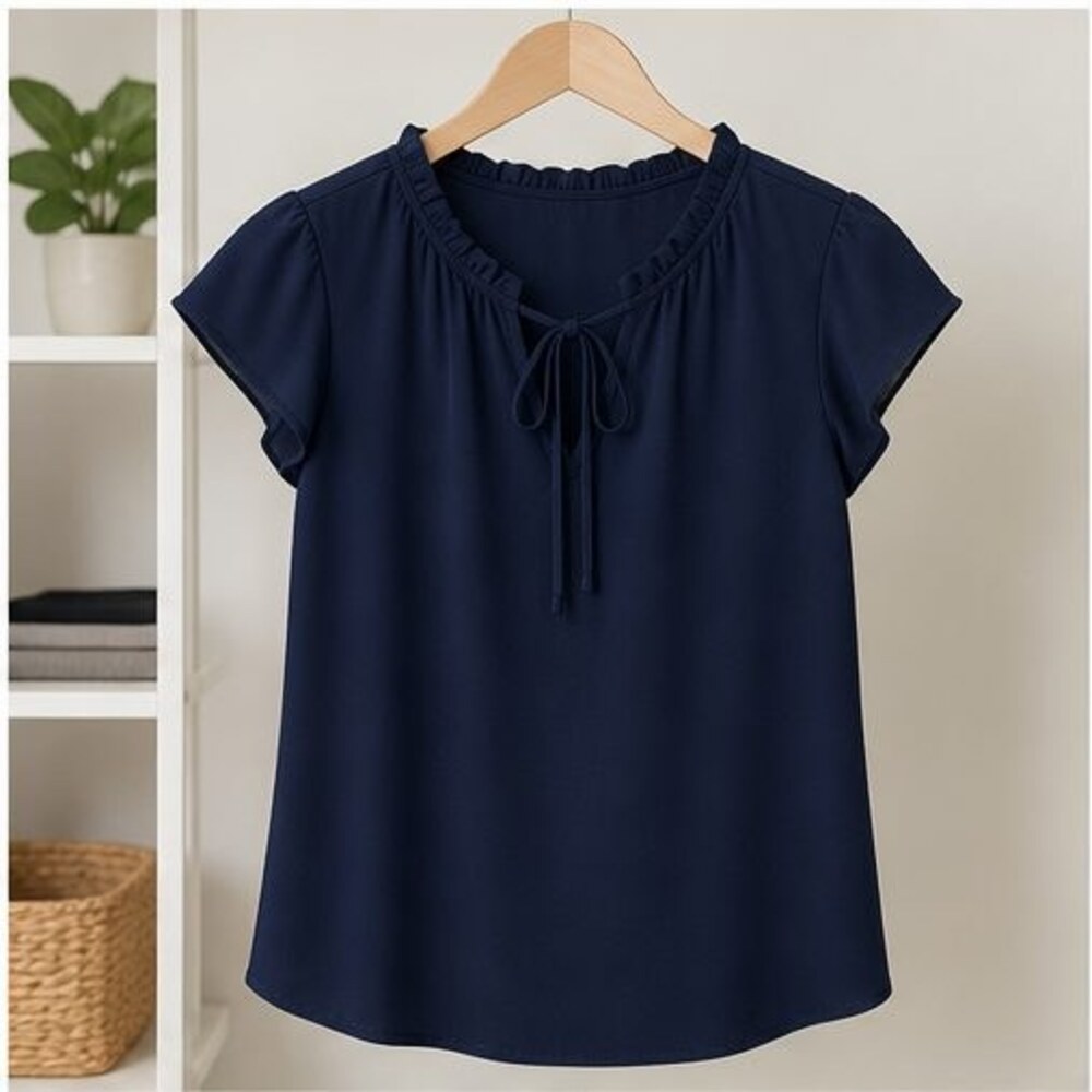 Navy Smocked Top